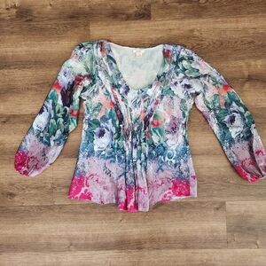 Sundance 100% Silk Blouse/Tunic Floral